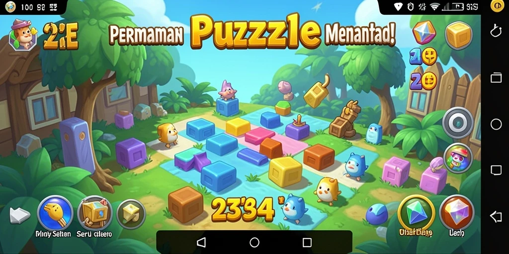 Screenshot utama menunjukkan pemain menyelesaikan teka-teki dalam 234E.