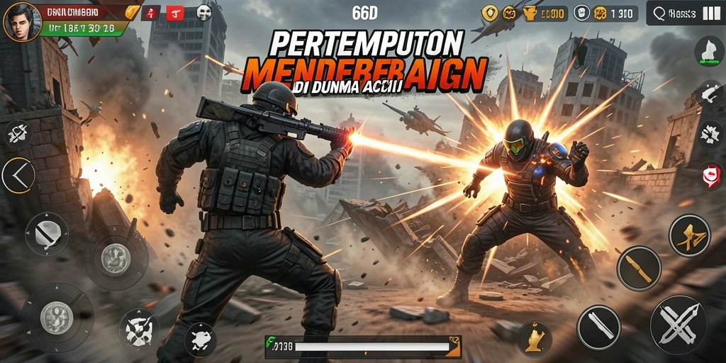 Tampilan gameplay 66D yang menegangkan dan penuh aksi.