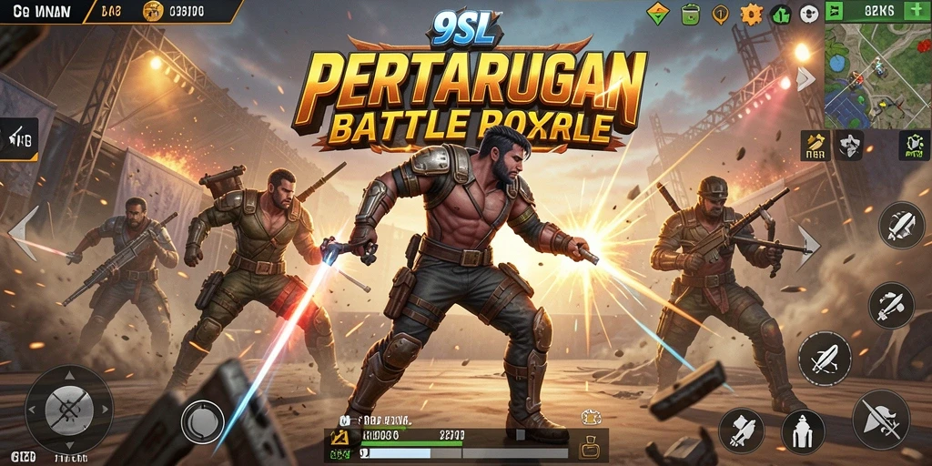 Gameplay seru di 9SL dengan para pemain bertarung di medan perang.