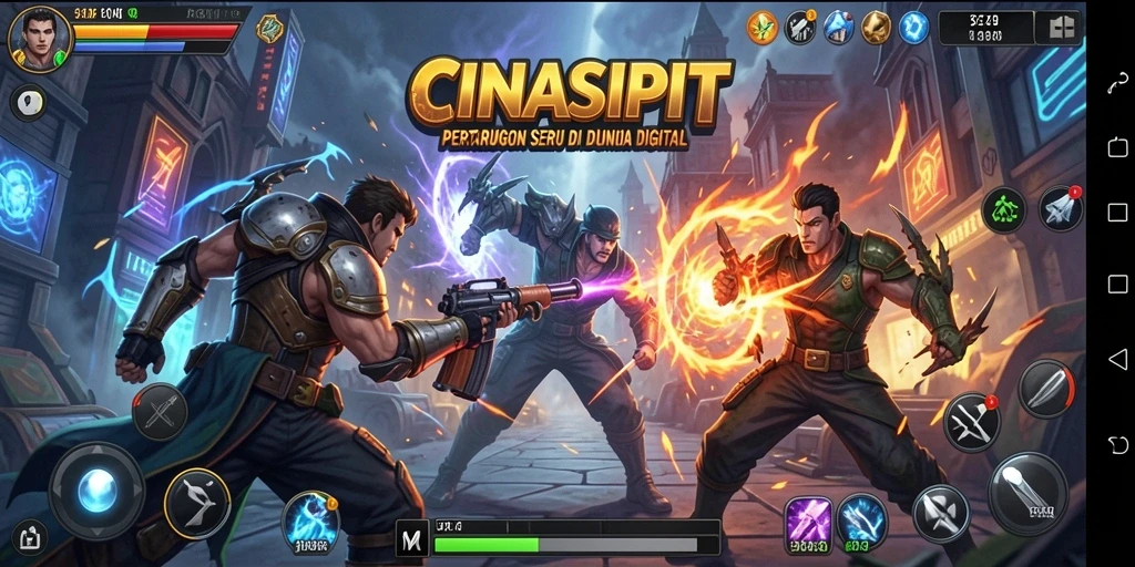 Tampilan gameplay CINASIPIT yang seru dengan aksi pertarungan yang mendebarkan.