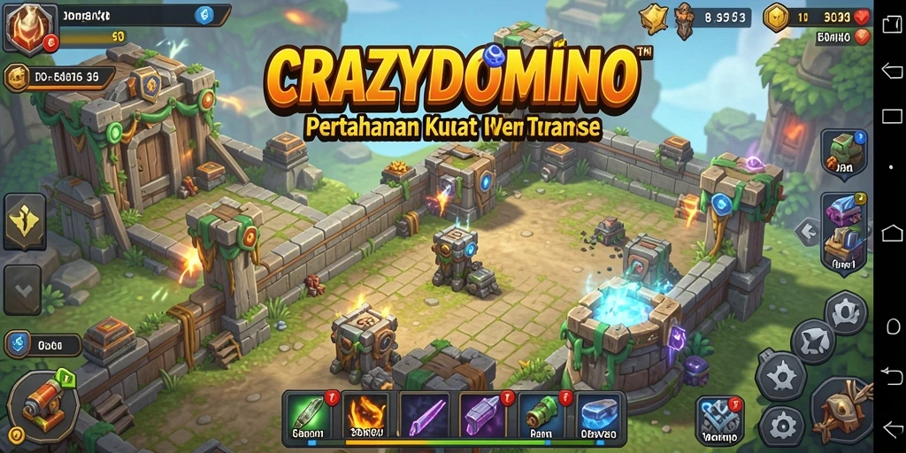 Tampilan gameplay seru dari CRAZYDOMINO dalam Tower Defense.