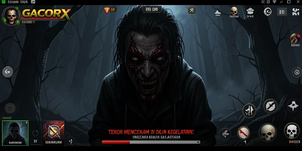 Screenshot gameplay GACORX dengan suasana Horror yang mencekam.