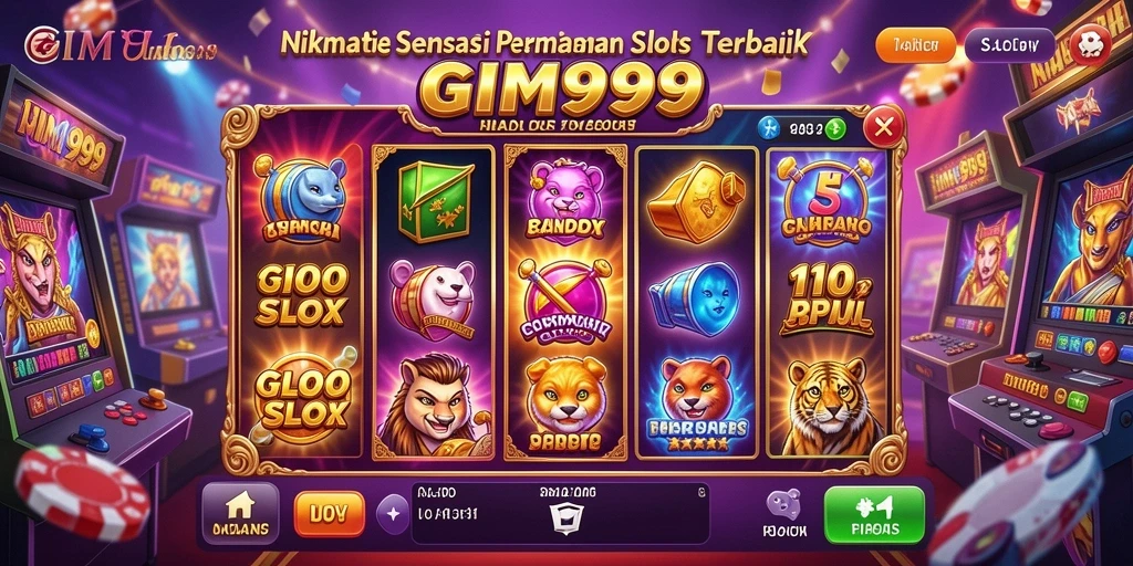 Tangkapan layar gameplay GIM999 yang menampilkan mesin Slot yang seru.