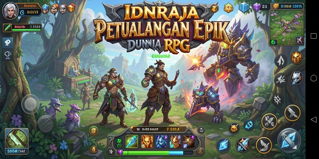 Tampilan gameplay seru dalam IDNRAJA dengan pertempuran epik.
