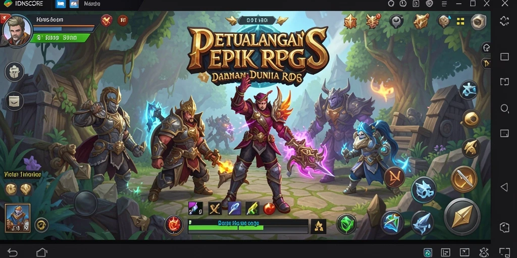 Gameplay seru IDNSCORE dengan pertempuran dan eksplorasi yang mendebarkan.