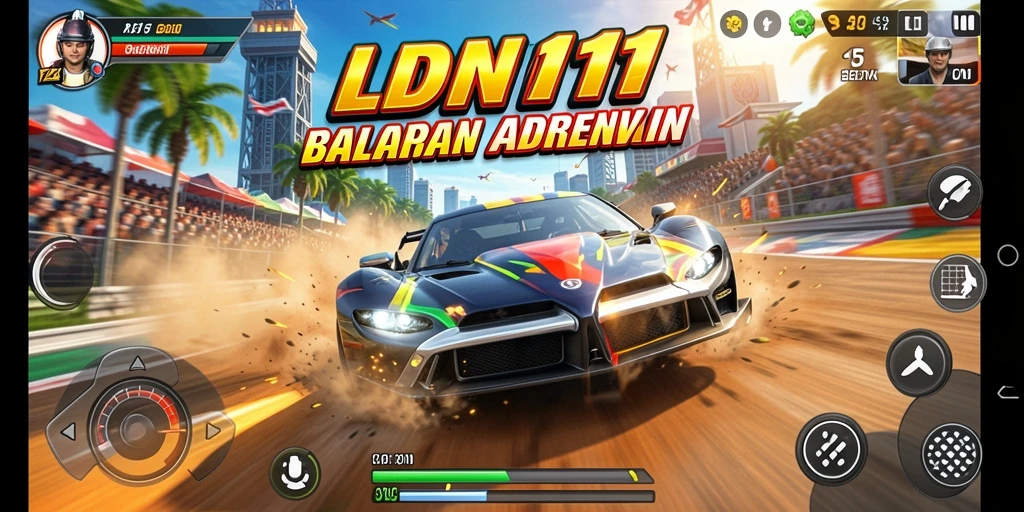 Tampilan gameplay LDN11 dengan aksi balapan yang seru.