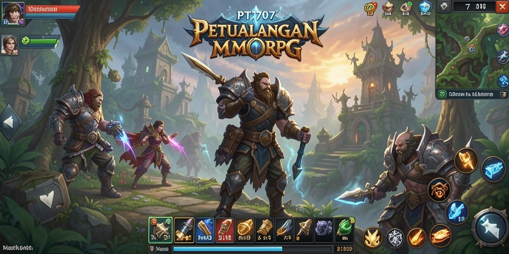 Tampilan gameplay seru PT707 yang menampilkan aksi pertempuran MMORPG.