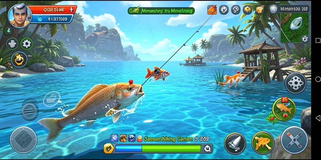 Screenshot gameplay QQSTAR menampilkan pengalaman memancing yang menarik dan seru.