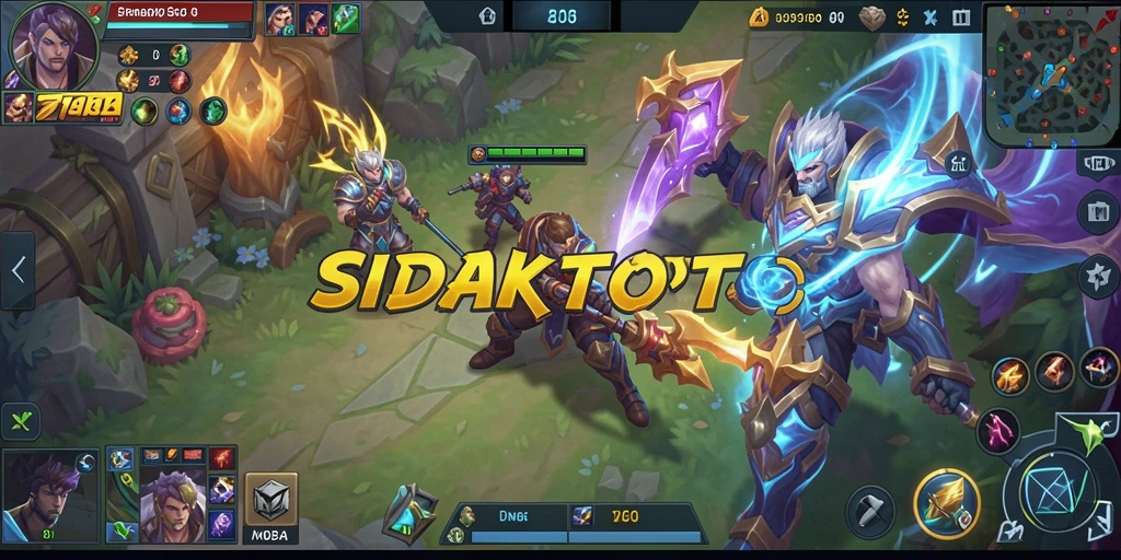 Tangkapan layar utama SIDAKTOTO menunjukkan pertempuran yang intens di arena MOBA.