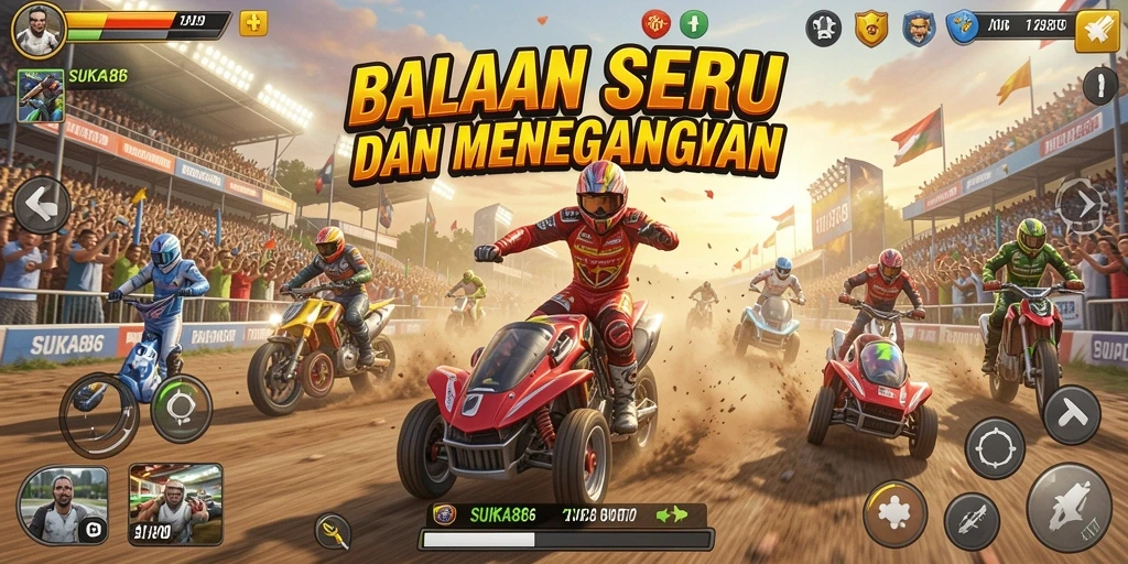 Tampilan gameplay SUKA86 yang menegangkan di lintasan balap.