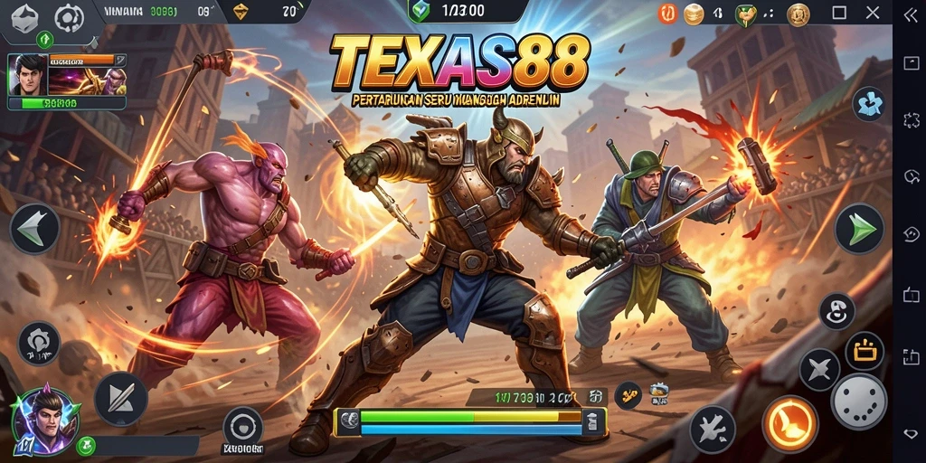 Tangkapan layar gameplay TEXAS88 yang menampilkan aksi pertarungan menegangkan.